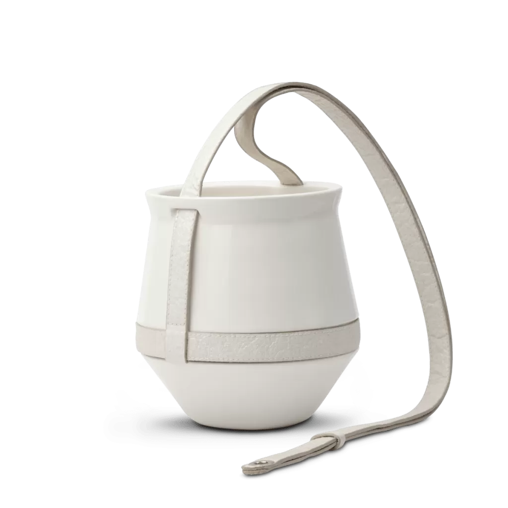 maceta colgante de cerámica blanca